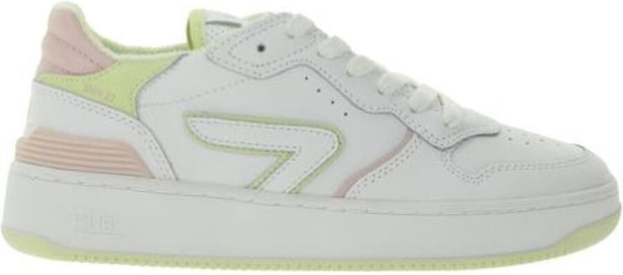 Hub Dames Sneakers Smash L31 Wit Roze Echt Leer Terry Lining Ventilerende Insole Comfort & Premium Look