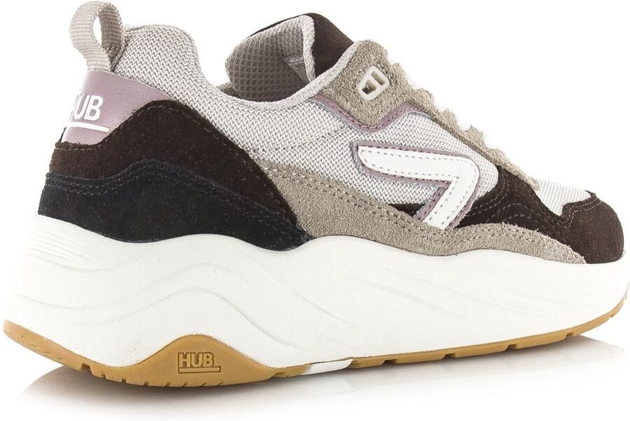 Hub GLIDE Coffee Mauve Off White Suede Dames - Foto 4