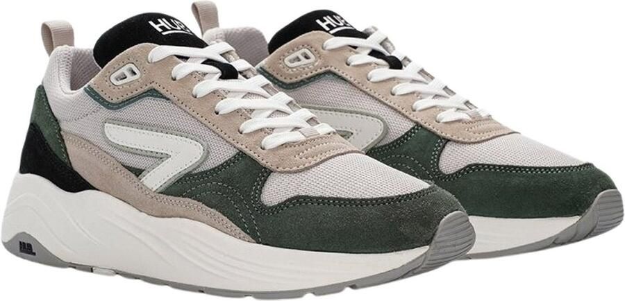 HUB Glide S43 chunky suède sneakers grijsgroen beige - Foto 3