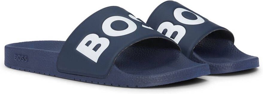 Hugo Boss heren BOSS slippers contrast logo blauw