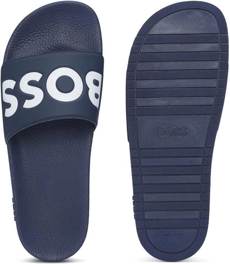 Hugo Boss heren BOSS slippers contrast logo blauw