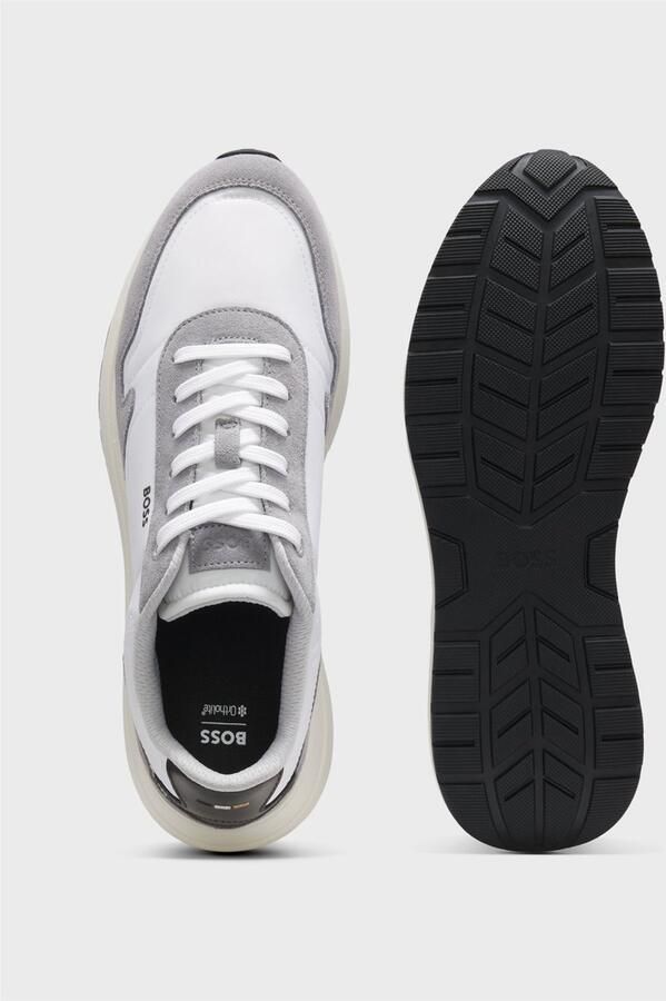 Hugo Boss schoenen BOSS Black wit sneakers met grijze leren afwerking