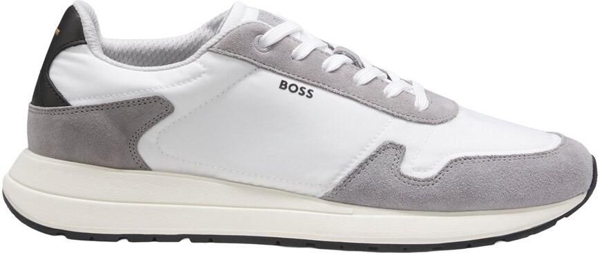 Hugo Boss schoenen BOSS Black wit sneakers met grijze leren afwerking