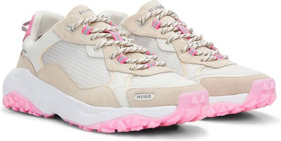 HUGO Lage Sneakers Dames Go1st Women Maat: 39 Materiaal: Suède Kleur: Beige