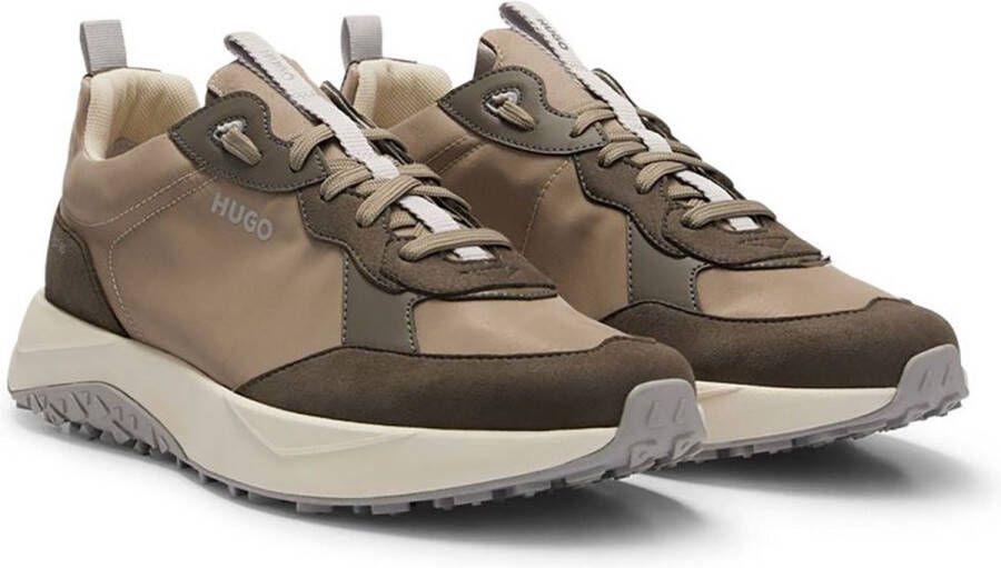 HUGO Lage Sneakers Heren Kane Runn Maat: 44 Materiaal: Leer Kleur: Grijs