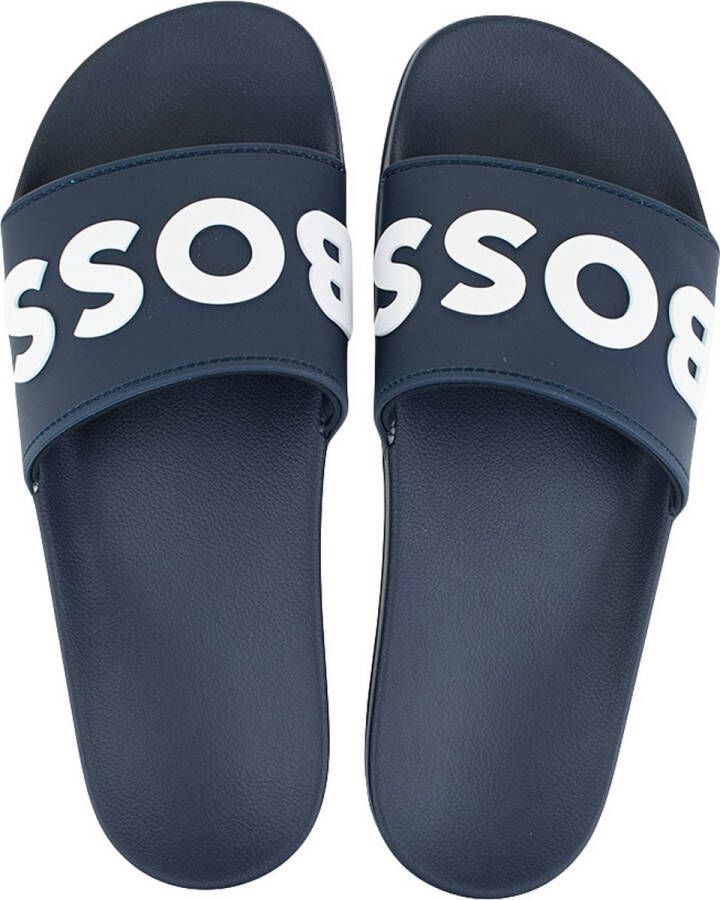 Hugo Boss slippers relief contrastlogo blauw