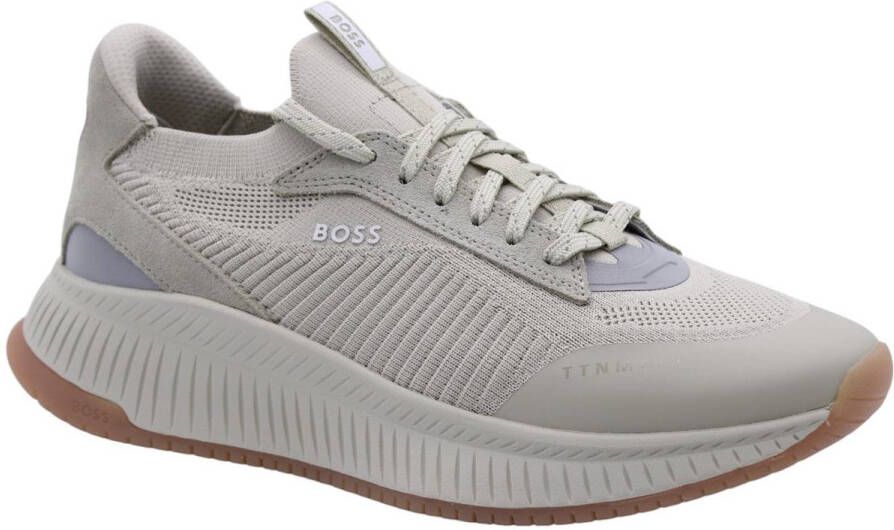 Hugo Boss Beige High Top Stoffen Sneakers Beige Heren
