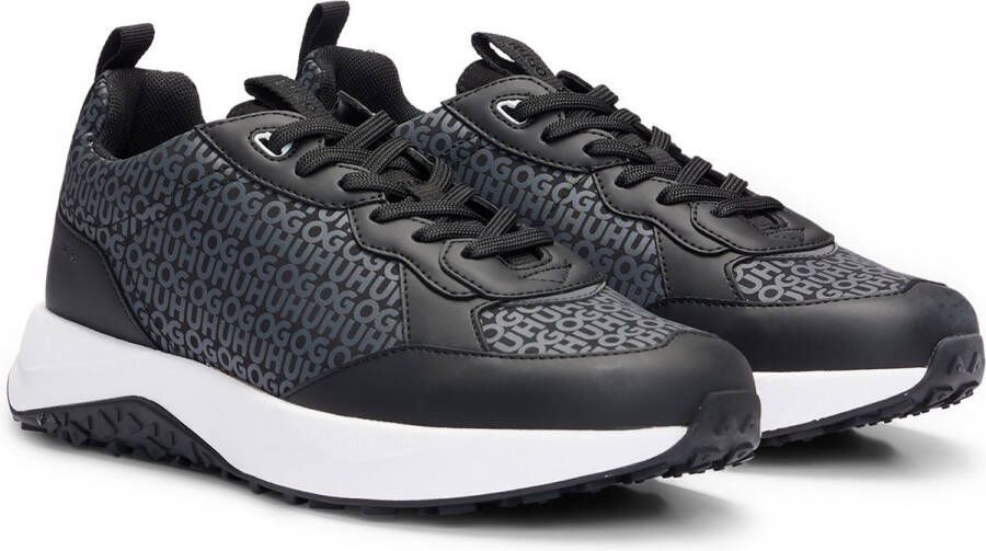 Hugo Zwarte Sneakers van Gemengde Materialen met Logo