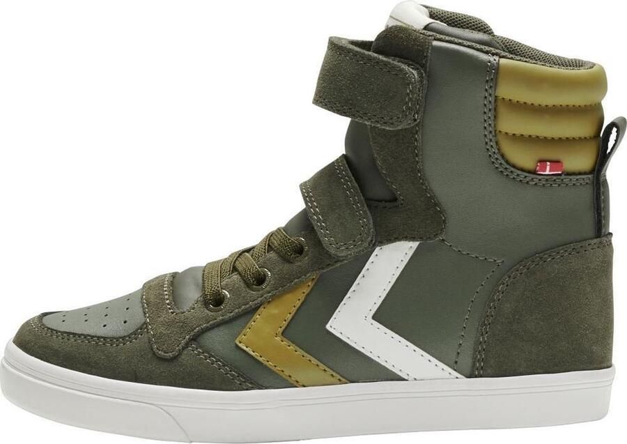 Hummel Slimmer Stadil High Jr leren sneakers zeegroen