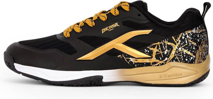 Hundred Beast Max Non-Marking Professionele Badminton Schoenen voor Heren (Zwart Goud Materiaal: Polyester TPU Geschikt voor Zaaltennis Squash Tafeltennis Basketbal & Padel