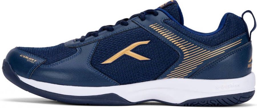 Hundred Court Star Non-Marking Professionele Badminton Schoenen voor Heren (Marine Goud 44.5 X-Cushion Bescherming Geschikt voor Binnen Tennis Squash Tafeltennis Basketbal & Padel