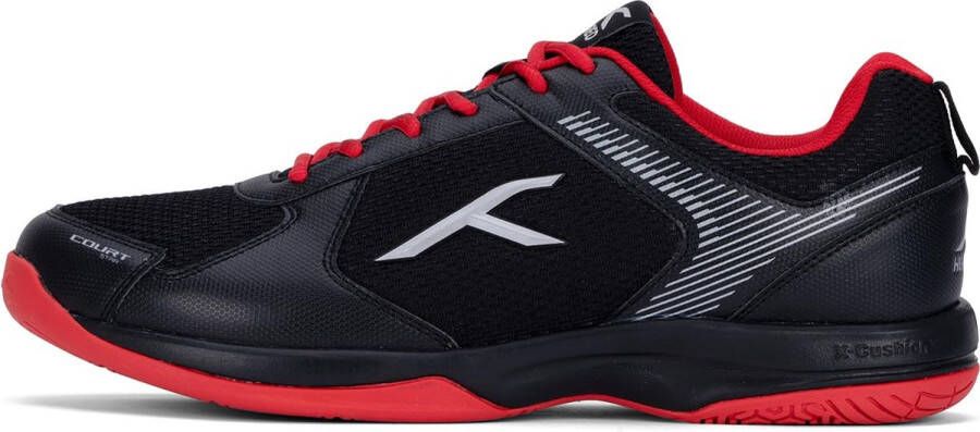 Hundred Court Star Non-Marking Professionele Badminton Schoenen voor Heren (Zwart Rood X-Cushion Bescherming Geschikt voor Binnen Tennis Squash Tafeltennis Basketbal & Padel