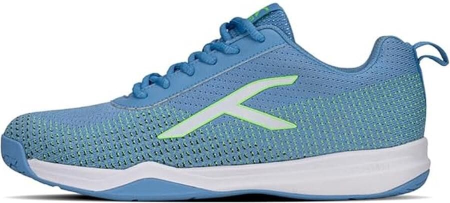 Hundred Blade Lite Non Marking Badminton Schoenen (Blauw Limoen Groen Wit 8 EU) Unisex Materiaal: Gebreid bovenwerk & rubberen zool Perfect voor squash tafeltennis volleybal basketbal & zaalsporten Lichtgewicht & zeer duurzaam