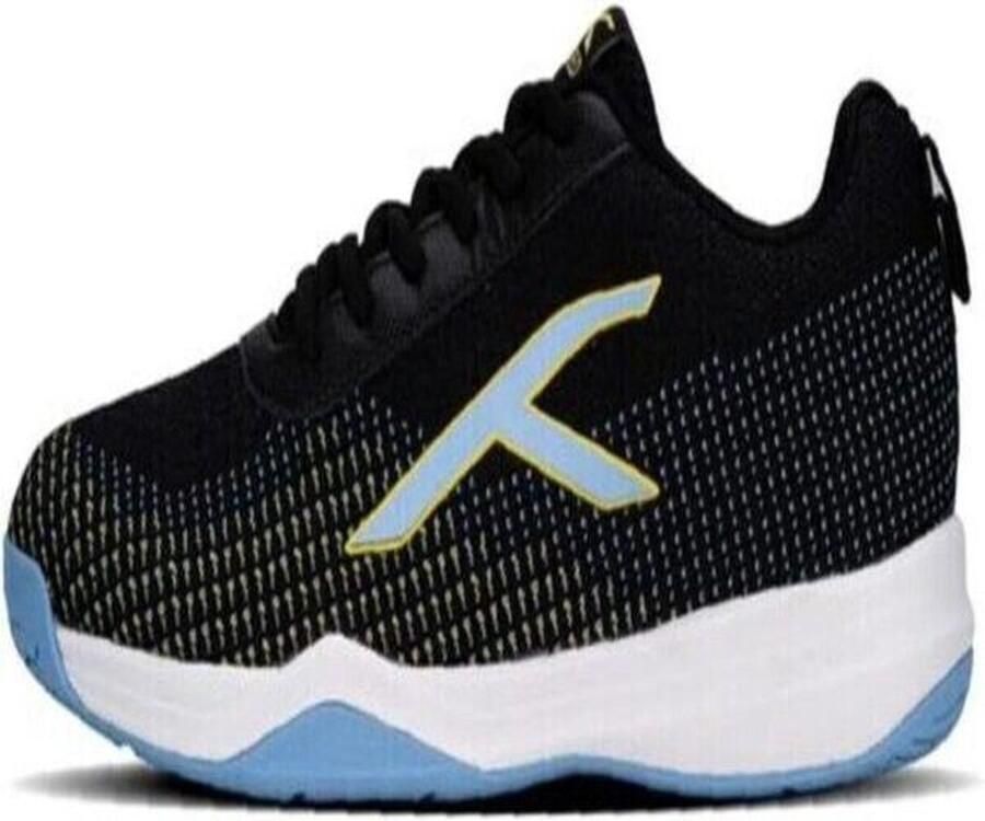 Hundred Blade Lite Non Marking Badminton Schoenen (Zwart Blauw Geel 9 EU) Unisex Materiaal: Gebreide bovenkant en Rubberen zool Ook perfect voor squash tafeltennis volleybal basketbal en zaalsporten Lichtgewicht en zeer duurzaam