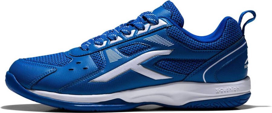 Hundred Dom Raze Non-Marking Professionele Badminton Schoenen voor Heren (Blauw Wit Materiaal Bovenwerk: Polyester Zool: Rubber Geschikt voor Indoor Tennis Squash Tafeltennis Basketbal & Padel Vaderdagcadeau