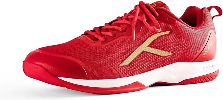 Hundred Infinity Pro Non-Marking Professionele Badminton Schoen voor Heren (Rood Goud Materiaal: Polyester Mesh Geschikt voor Zaaltennis Squash Tafeltennis Basketbal & Padel