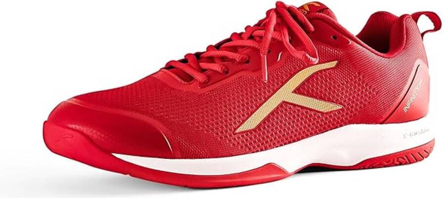 Hundred Infinity Pro Non-Marking Professionele Badminton Schoen voor Heren (Rood Goud Materiaal: Polyester Mesh Geschikt voor Zaaltennis Squash Tafeltennis Basketbal & Padel