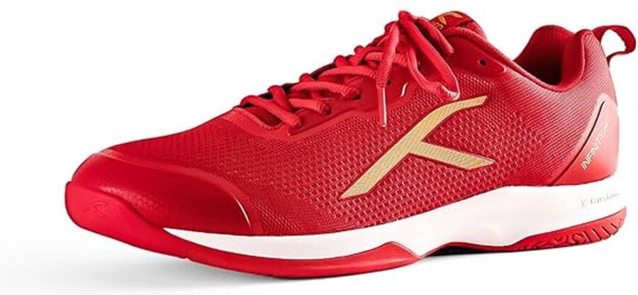 Hundred Infinity Pro Non-Marking Professionele Badminton Schoen voor Mannen (Rood Goud Materiaal: Geschikt voor Indoor Tennis Squash Tafeltennis Basketbal & Padel