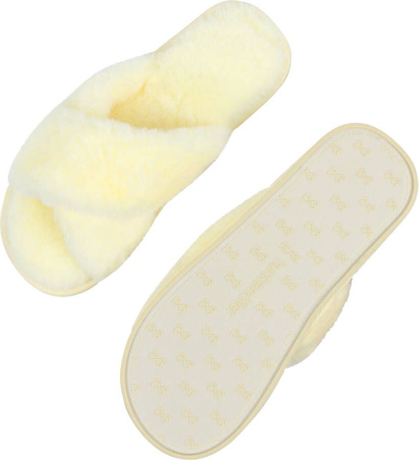 Hunkemöller Pantoffels Crossed Fake Fur Geel