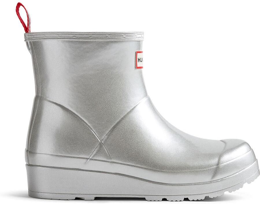 Hunter Women's Play Short Wellington Boots Metallic Silver