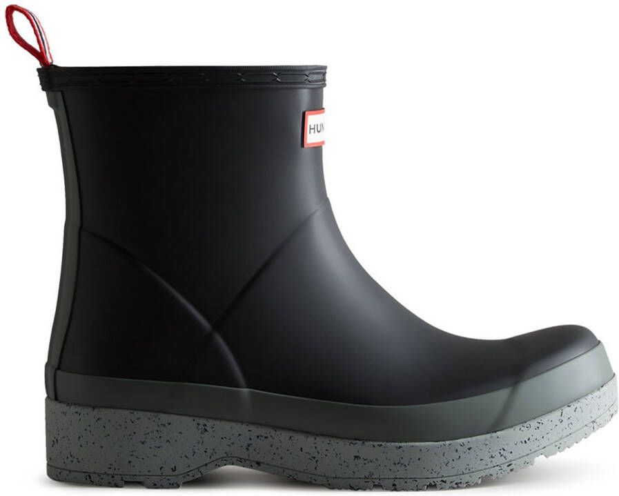 Hunter Men's Play Short Boots Speckle Sole Black Urban Grey
