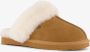 Hush Puppies dames pantoffels met lamsvacht cognac Sloffen Echt leer - Thumbnail 1