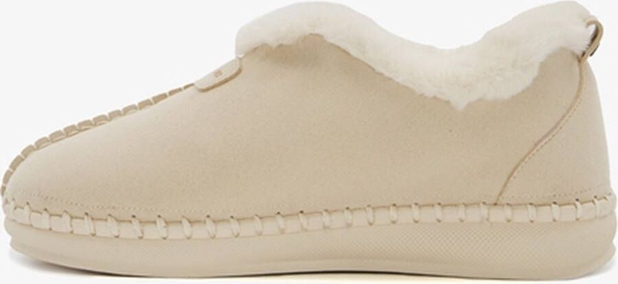 Hush Puppies gevoerde dames pantoffels beige Sloffen Echt leer Uitneembare zool