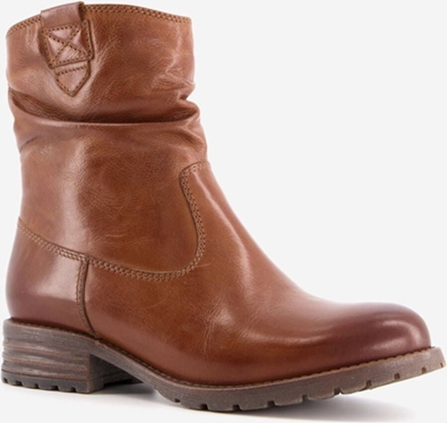Hush Puppies gevoerde leren dames enkellaarsjes Cognac Echt leer