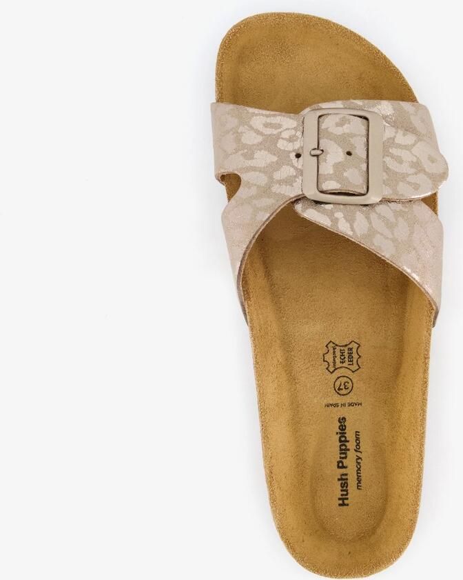 Hush Puppies dames bio slippers met panterprint beige