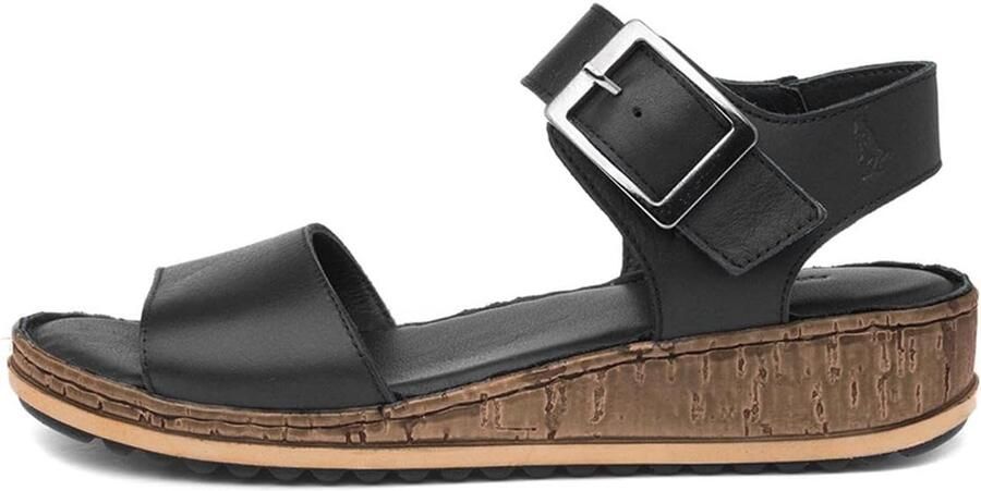 Hush Puppies Ellie Wedge Sandalen Dames Zwart Leer