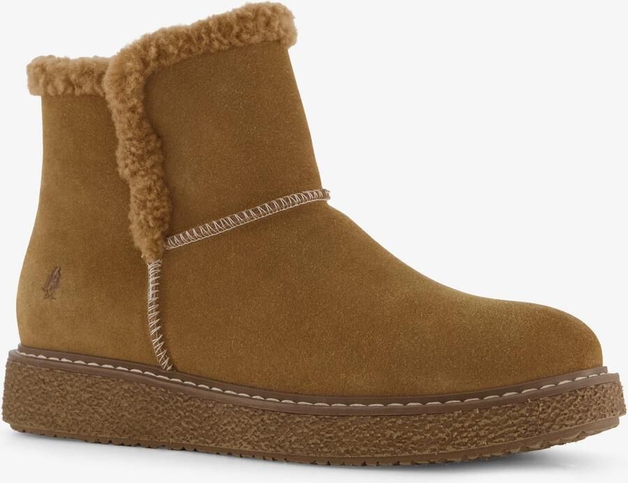 Hush Puppies gevoerde suède dames boots cognac Echt leer