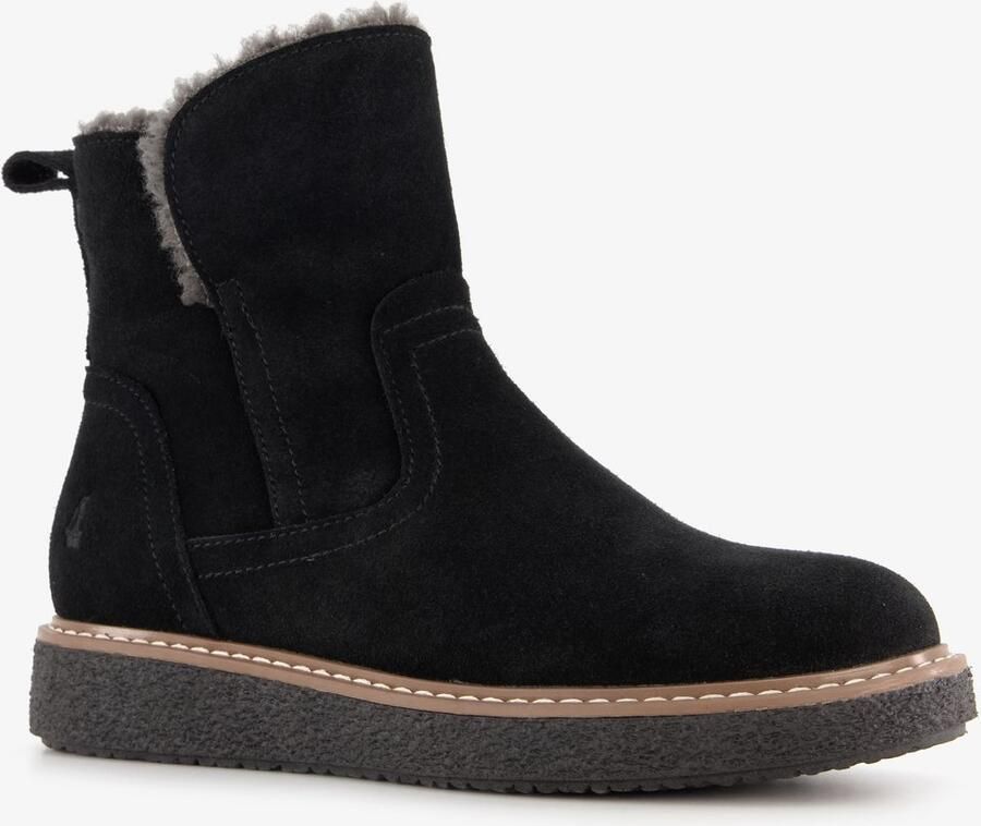 Hush Puppies gevoerde suede dames boots zwart Echt leer