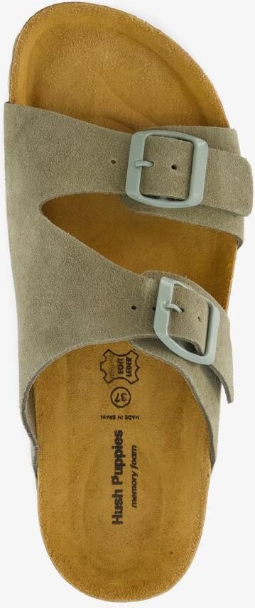 Hush Puppies suède dames bio slippers groen Echt leer
