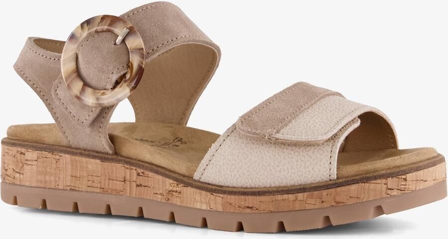 Hush Puppies leren dames sandalen beige Uitneembare zool