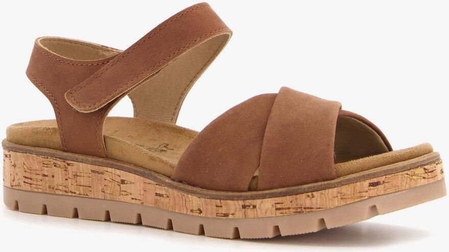 Hush Puppies leren dames sandalen cognac Uitneembare zool