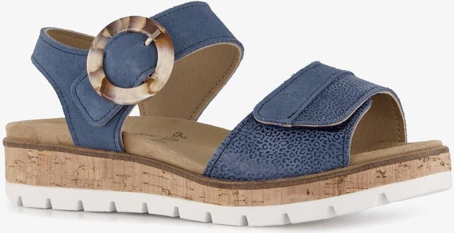 Hush Puppies leren dames sandalen denim blauw Uitneembare zool