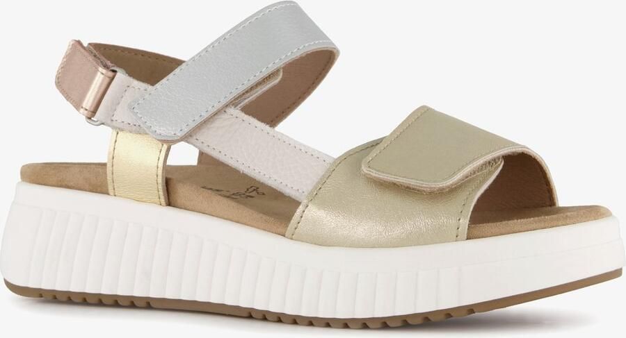 Hush Puppies leren dames sandalen met plateauzool goud Uitneembare zool