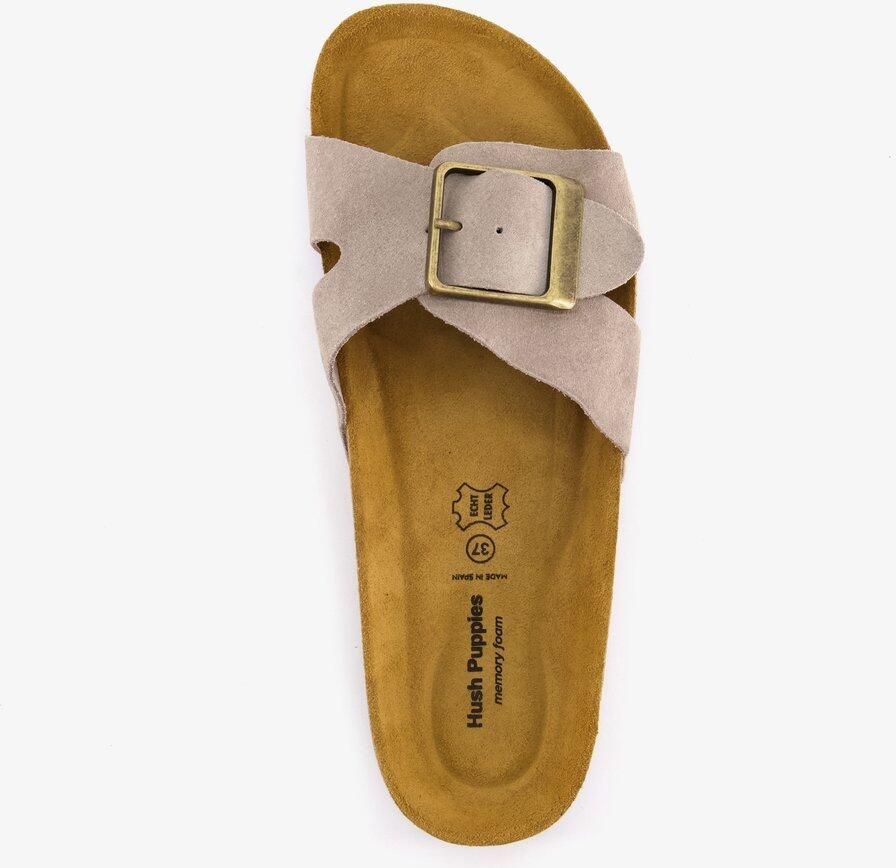 Hush Puppies suède dames slippers beige Echt leer