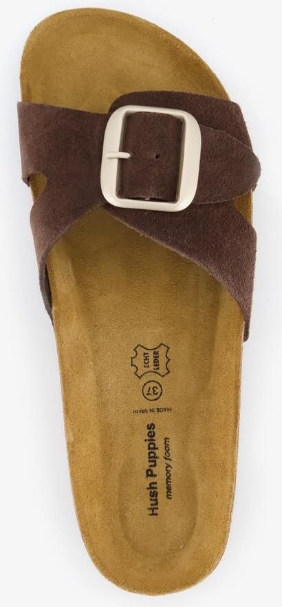 Hush Puppies suède dames slippers bruin Echt leer