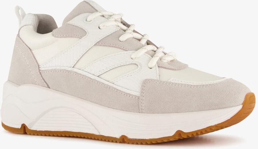 Hush Puppies leren dames sneakers wit beige Uitneembare zool