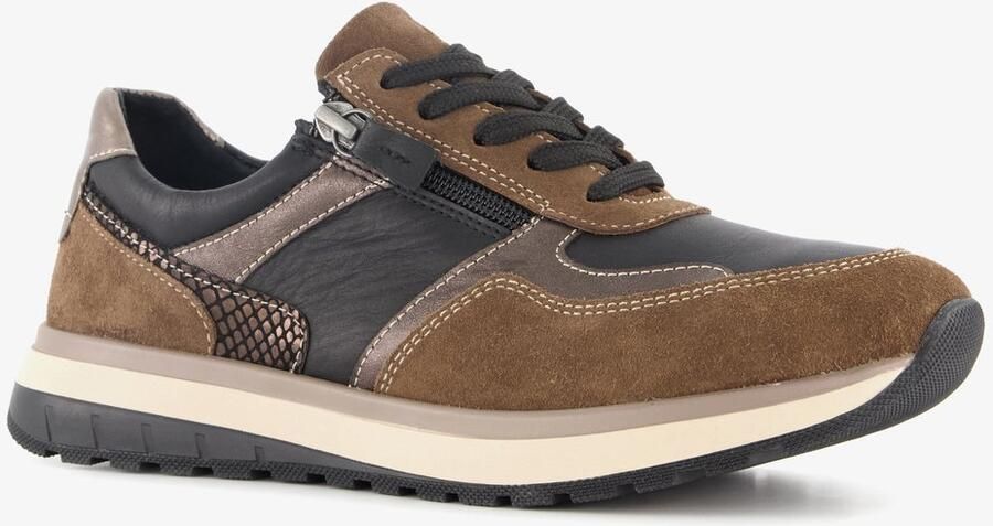 Hush Puppies leren dames sneakers zwart bruin Uitneembare zool