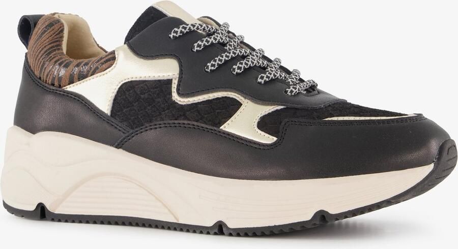 Hush Puppies leren dames sneakers zwart goud Uitneembare zool