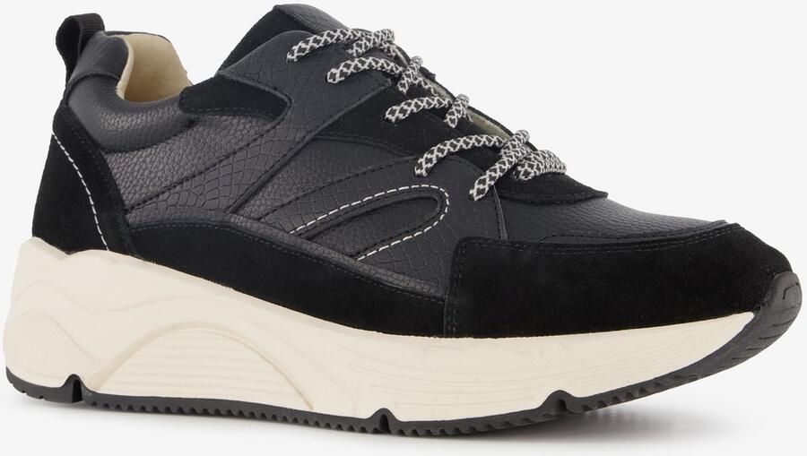 Hush Puppies leren dames sneakers zwart Uitneembare zool
