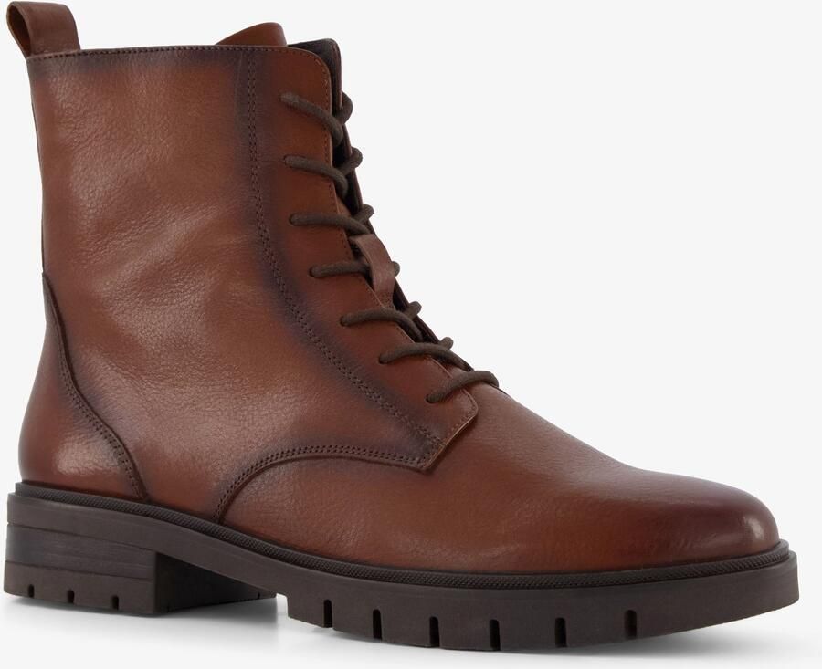 Hush Puppies leren dames veterboots cognac bruin Uitneembare zool