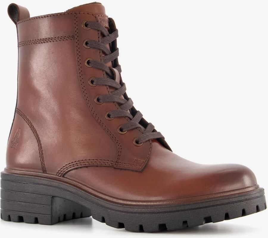 Hush Puppies leren dames veterboots cognac