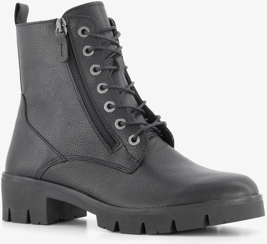 Hush Puppies leren dames veterboots zwart Uitneembare zool