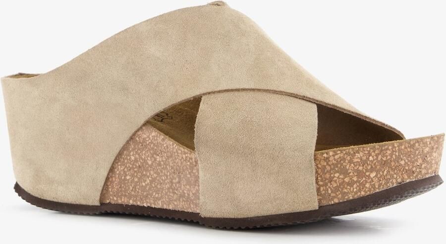 Hush Puppies suede dames bio sandalen beige
