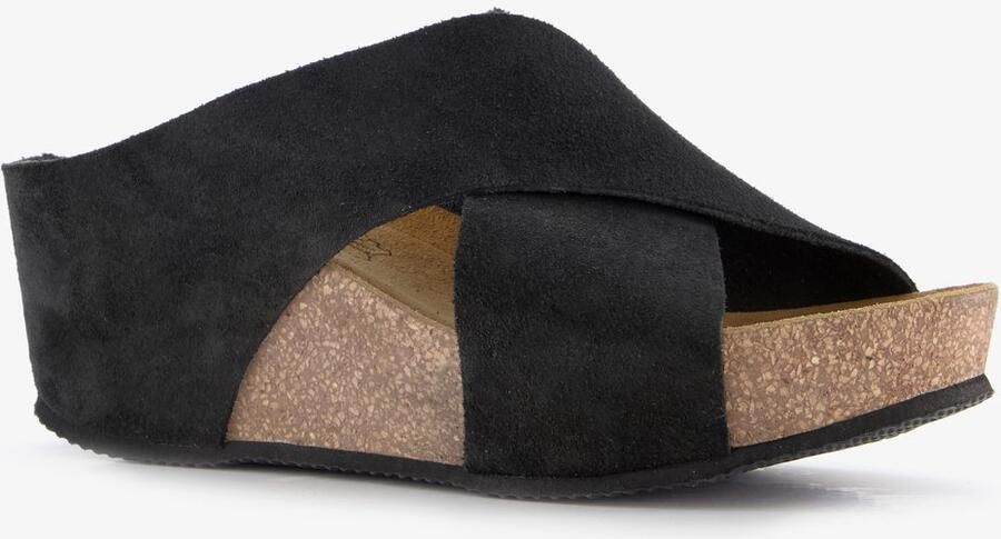Hush Puppies suede dames bio slippers zwart