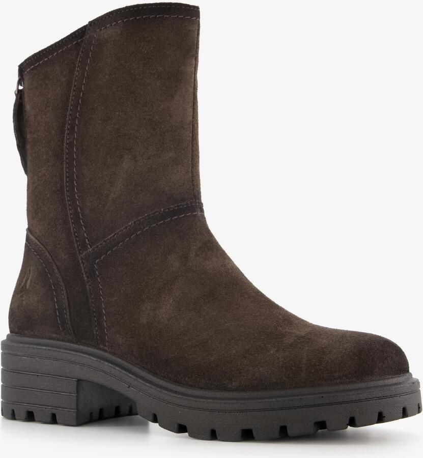Hush Puppies suède dames boots donkerbruin Echt leer Uitneembare zool