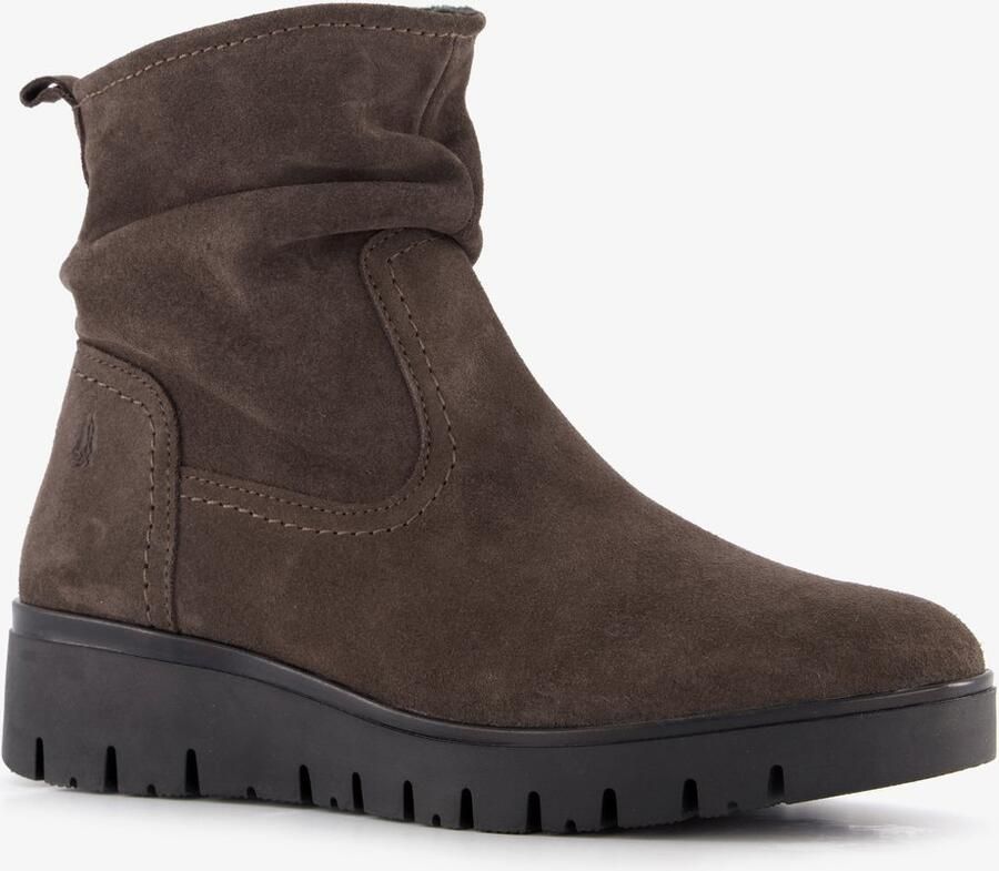 Hush Puppies suède dames enkellaarsjes donkerbruin Echt leer Uitneembare zool